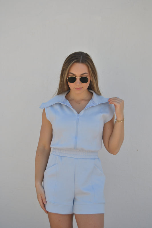Light Blue Athleisure Romper