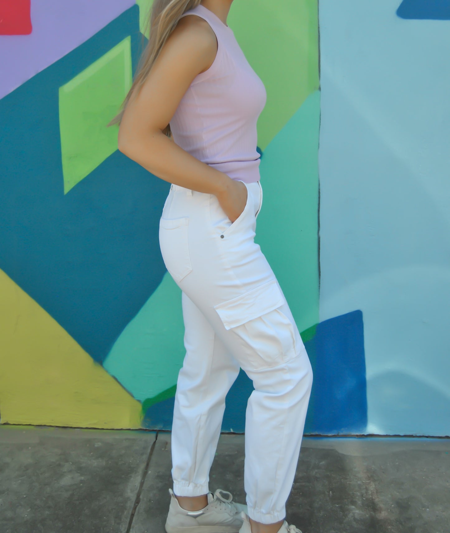 White Cargo Jogger Jeans