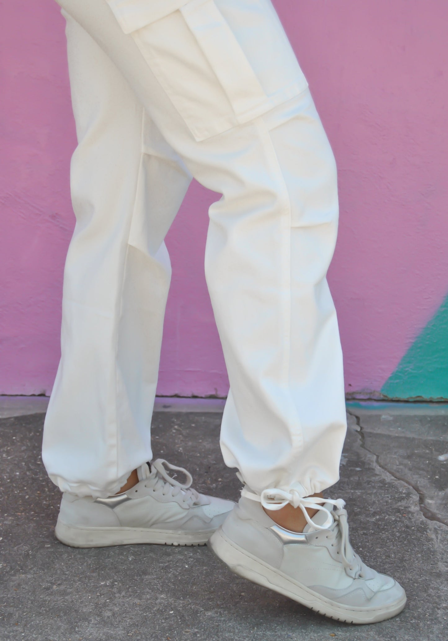 White Cargo Tie Jeans