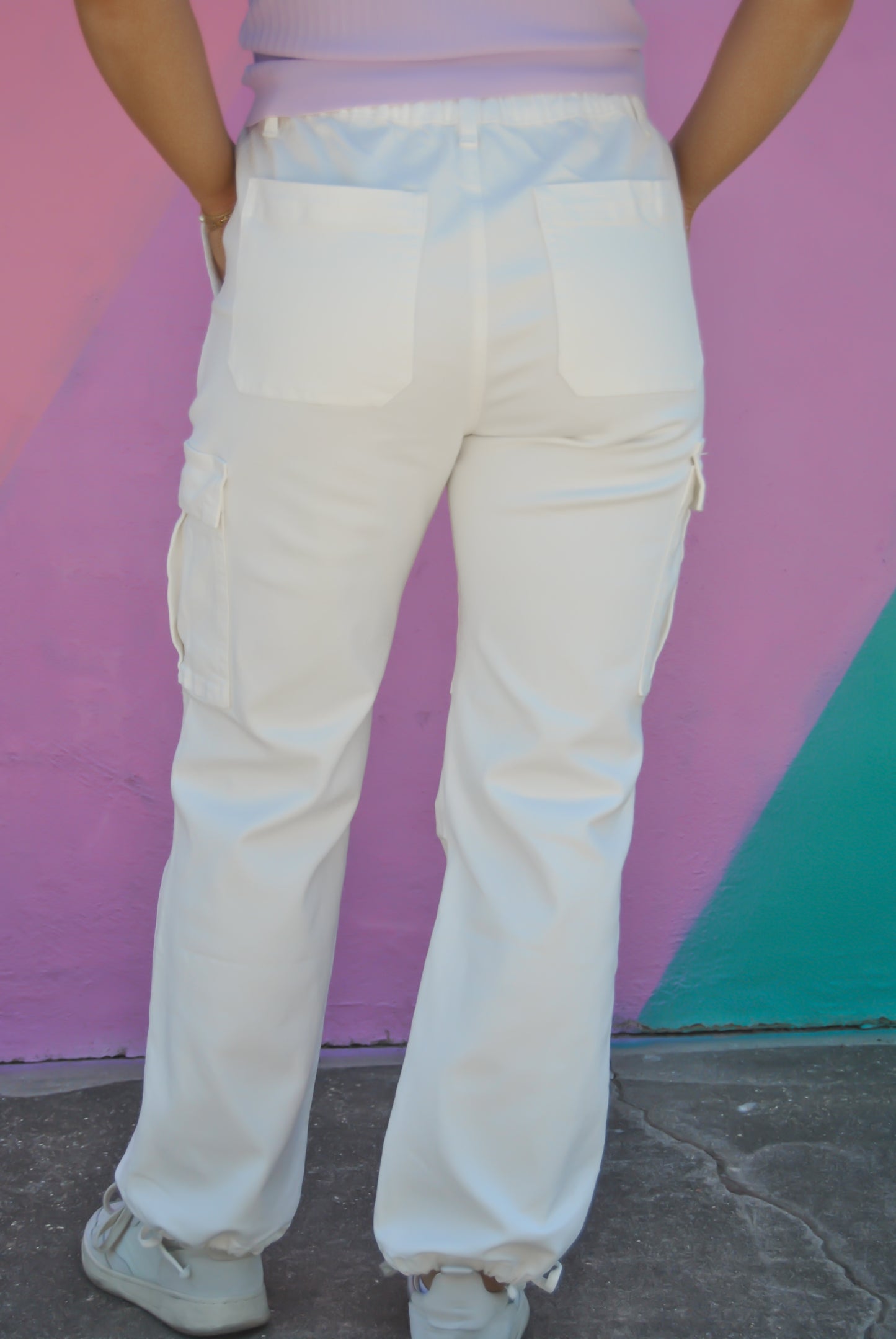 White Cargo Tie Jeans