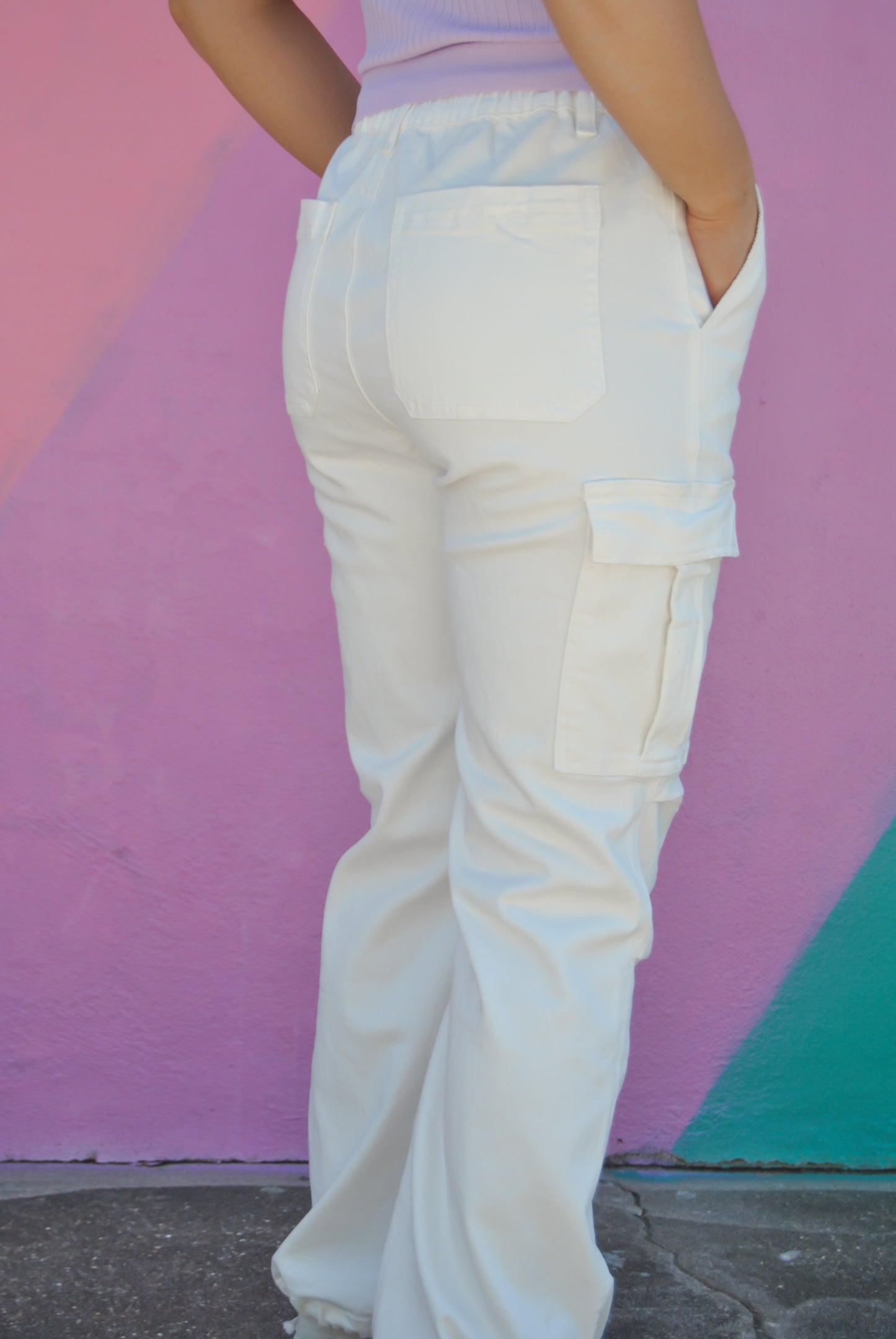 White Cargo Tie Jeans