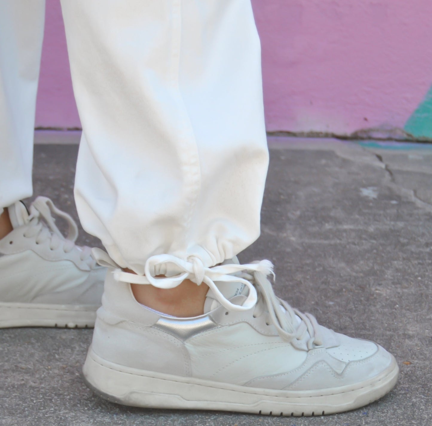 White Cargo Tie Jeans