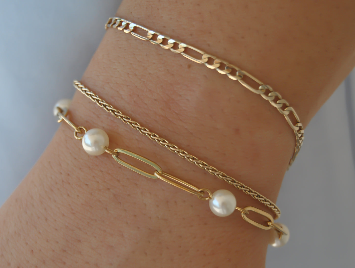Pearl Paperclip Chain Bracelet
