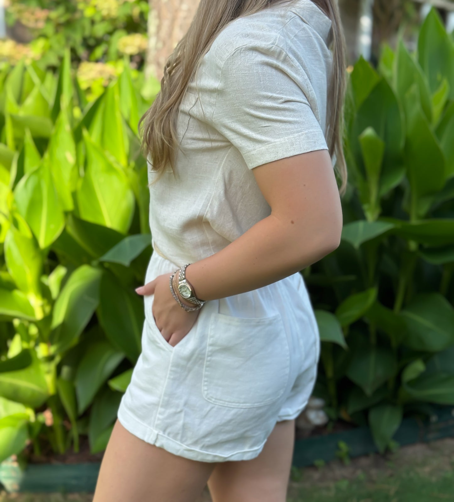 Twill Woven Paperbag Shorts with Belt