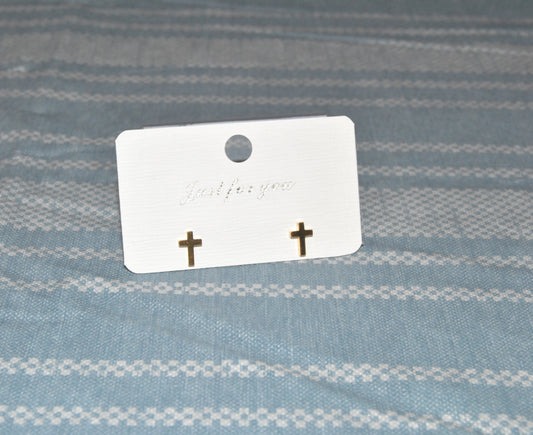 Gold Cross Stud Earrings