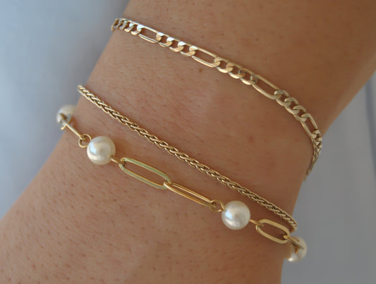Pearl Paperclip Chain Bracelet