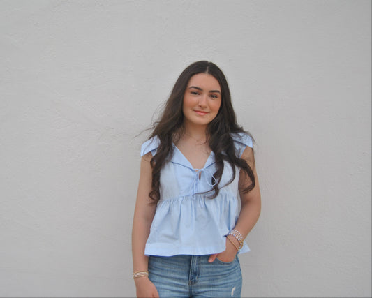Sleeveless Collared Peplum Hem Top