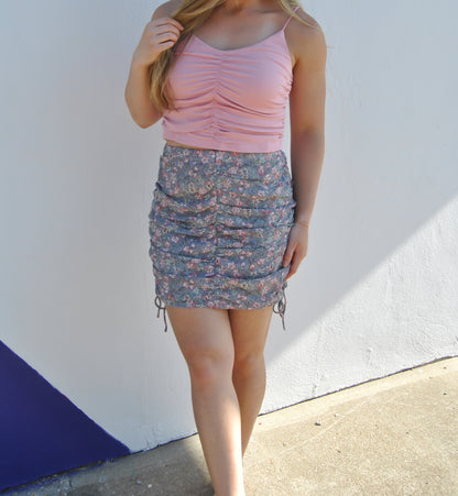 Ruched Rib Knit Cami Top